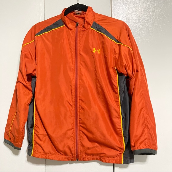 UNDER ARMOUR Windbreaker Jacket Orange Gray Yellow Gold Kids Youth Large - Picture 4 of 16